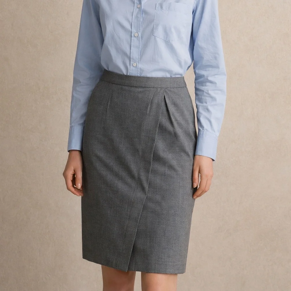 J.Crew 365 Gray Wrap Front Pencil Skirt Tailored Workwear